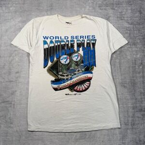 Toronto Blue Jays Shirt Mens Large White Vintage 1993 World Series Double Play